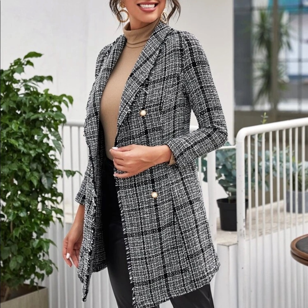 Plaid Tweed Coat - Picture 2 of 5